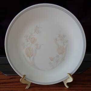 Corelle Corning Misty Morning Salad Plates Set of 4 Tan Tulip Design 8.5 Inches